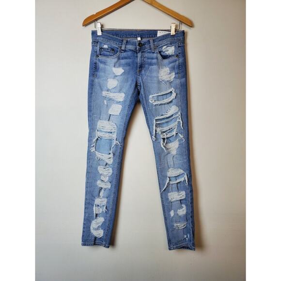 Rag & Bone 25 Destroyed Jeans DRE Brigade Medium Wash Low Rise Distressed - Picture 15 of 15